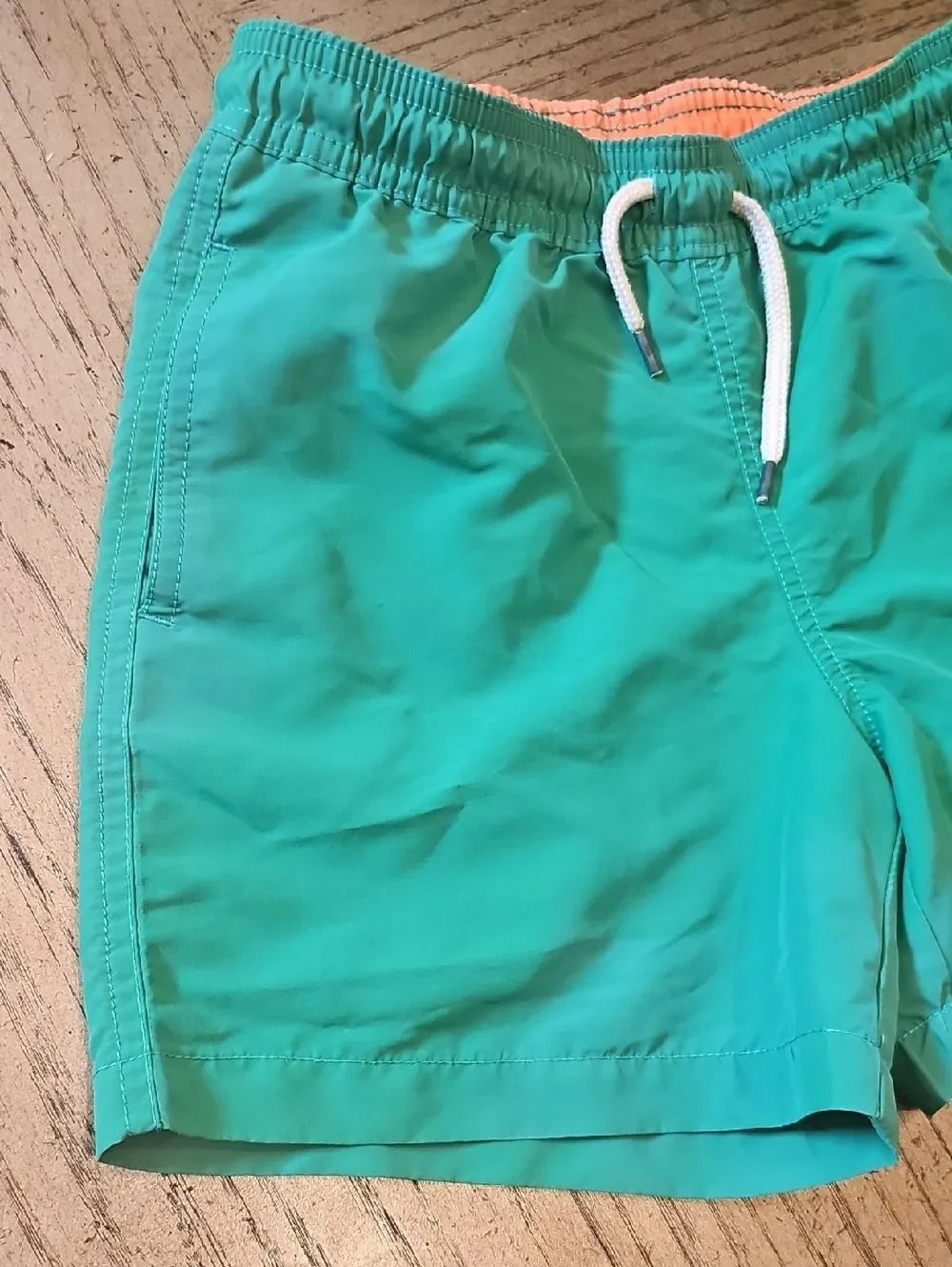 Polo by Ralph Lauren Green Swim Trunks with Coral Lining Size 7